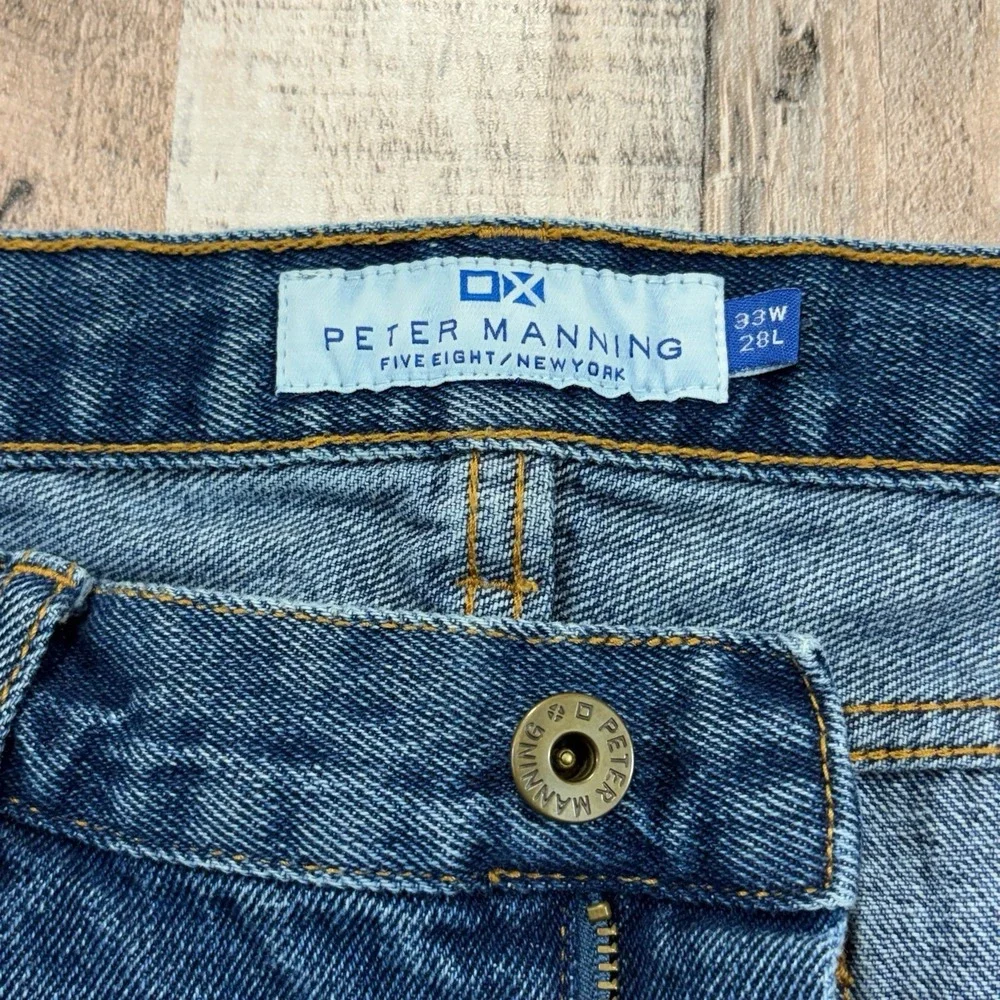 Peter Manning Men's Jeans 33x28* Blue Straight Fit Stretch Denim Pants Classic